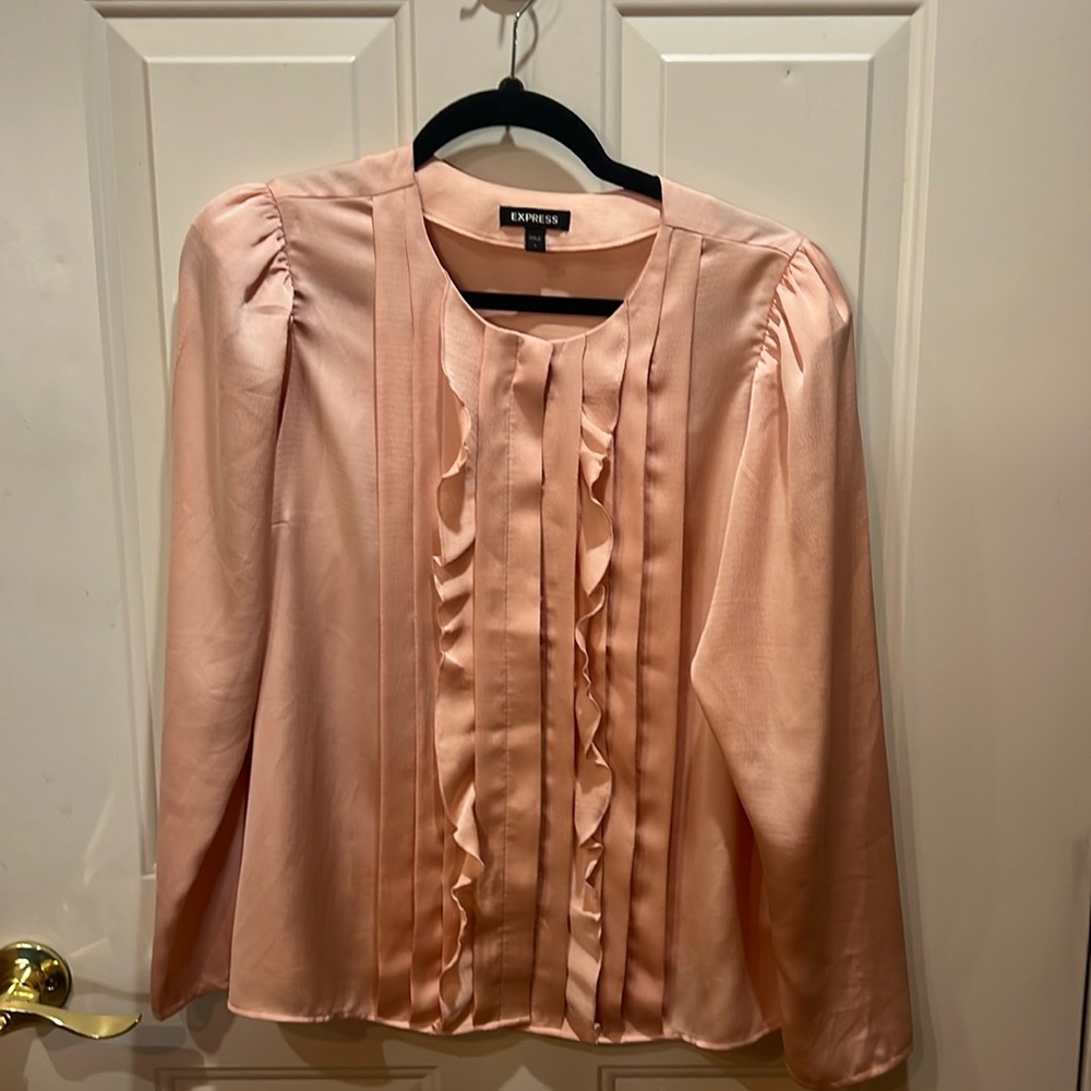 Express cream ruffle blouse